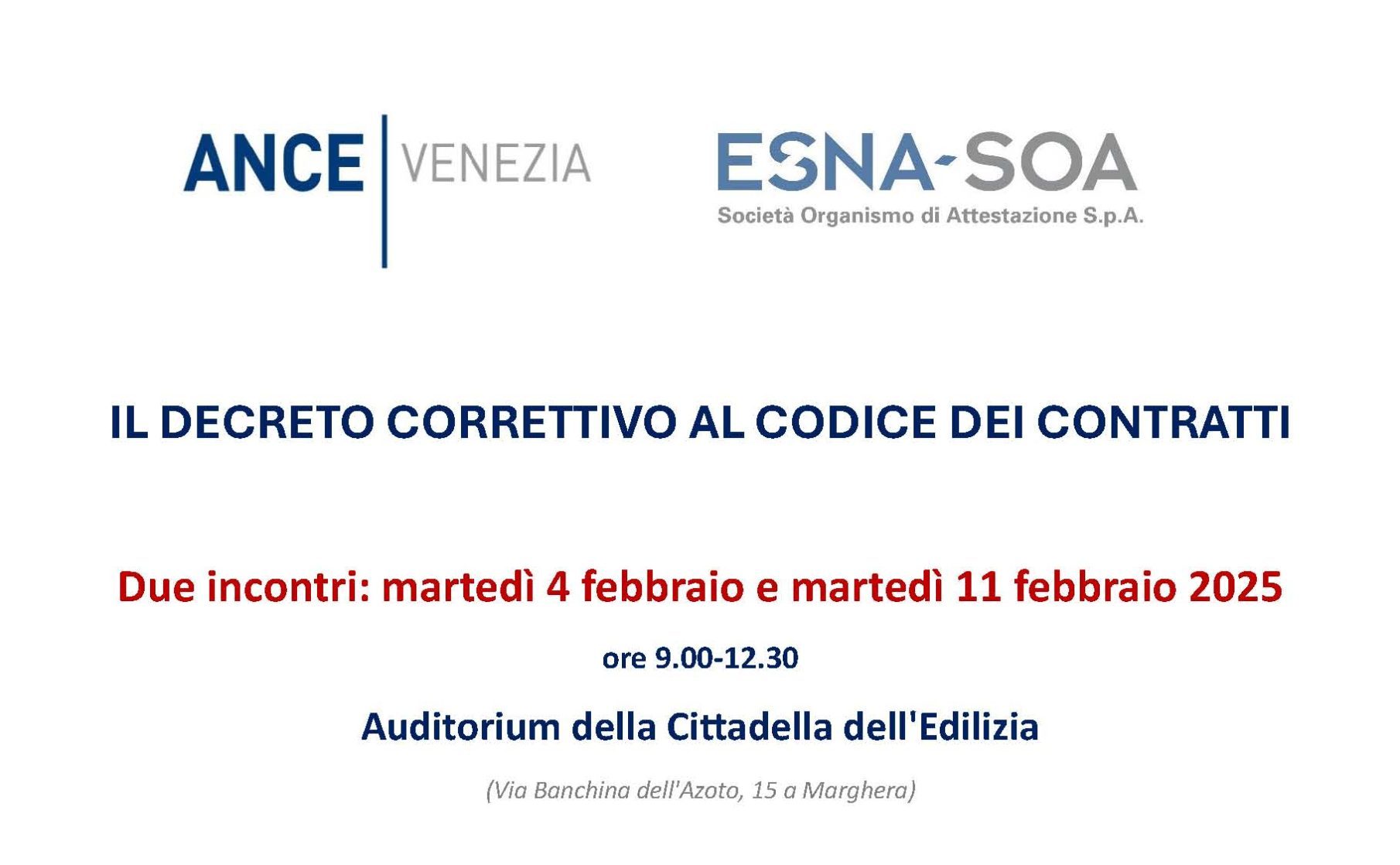 EVENTI a Venezia - “IL DECRETO CORRETTIVO AL CODICE DEI CONTRATTI"