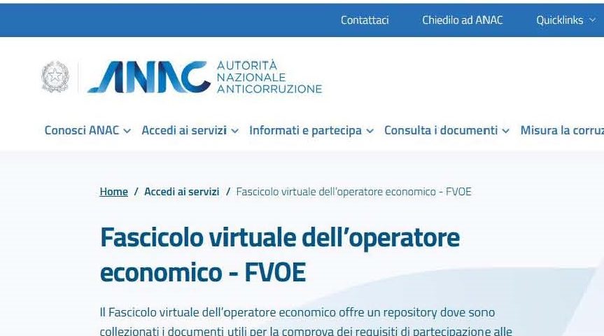 Fascicolo virtuale dell’operatore economico - FVOE